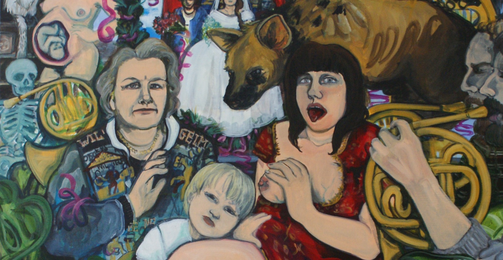Inge Aanstoot, Alma Mater — figurative painting in high-key colour